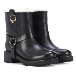 Tory Burch Black Leather Combat Boots